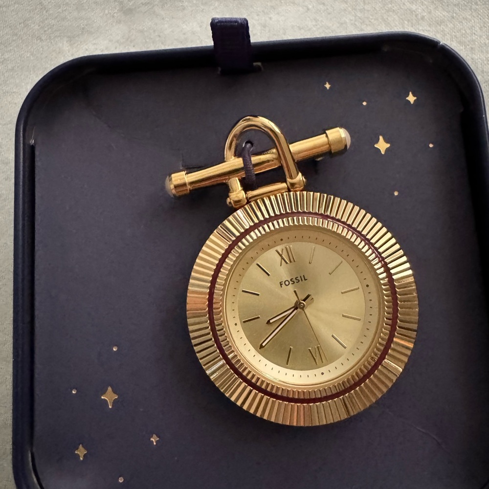 Fossil Gold-Tone Pocket Watch Charm ES5384 NIB